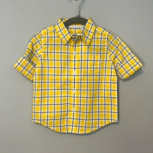 Janie and Jack Button Down Yellow Blue Striped Top Boys 18-24 months-NWT