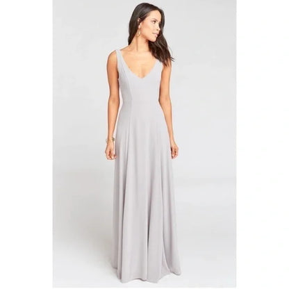 Show Me Your MuMu Jenn Maxi Dress in Dove Grey Chiffon Medium