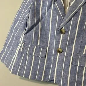 Janie & Jack Blue Striped Linen Blazer Boys Size 3