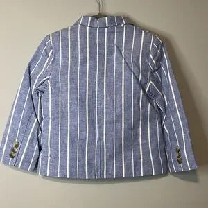 Janie & Jack Blue Striped Linen Blazer Boys Size 3